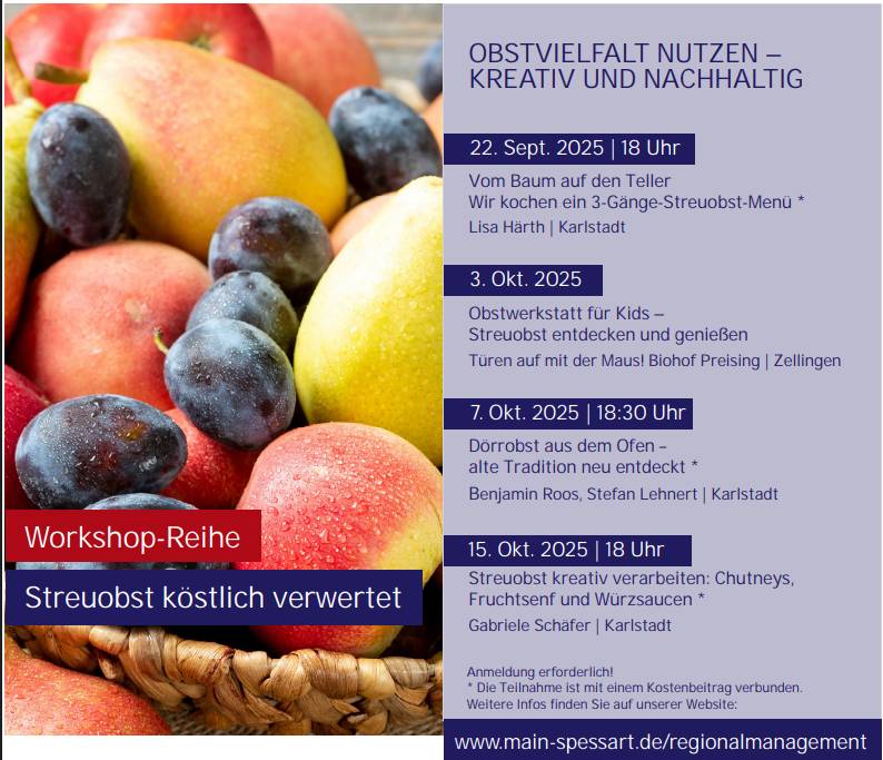 Workshop zu Streuobst - Bäume mit reifen Früchten